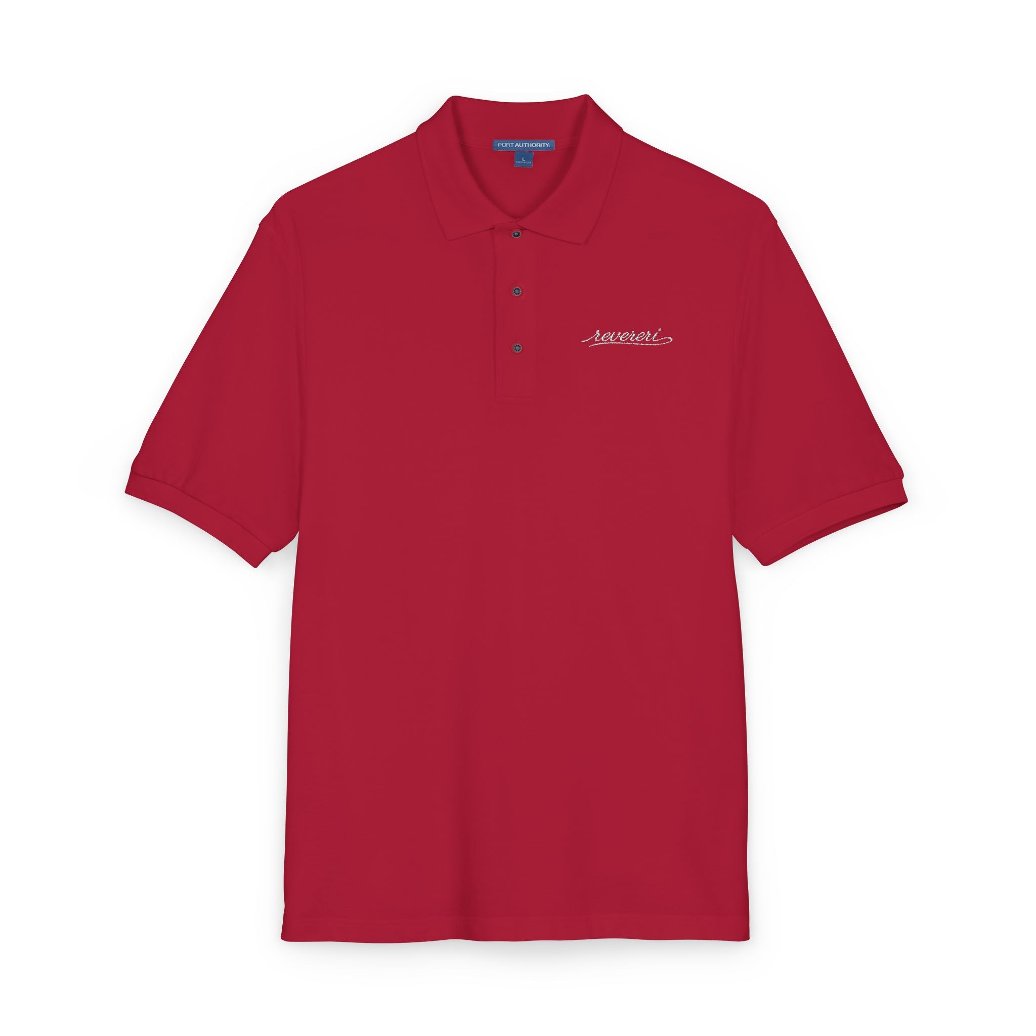 White Font Embroidered Revereri Lightweight Sport Polo