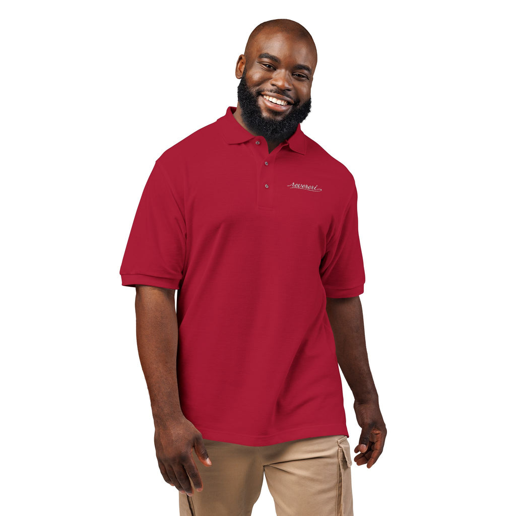 White Font Embroidered Revereri Lightweight Sport Polo