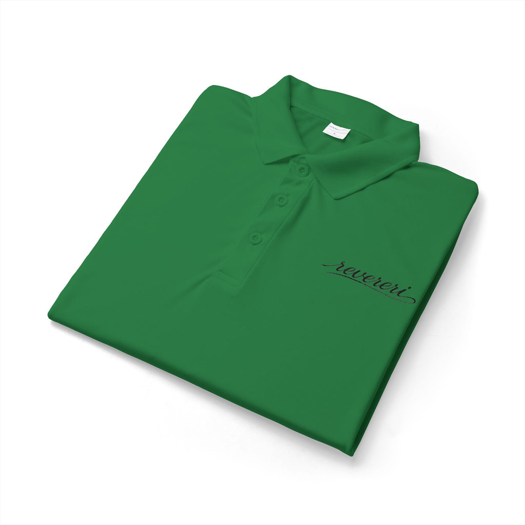 Black Font Embroidered Revereri Lightweight Sport Polo