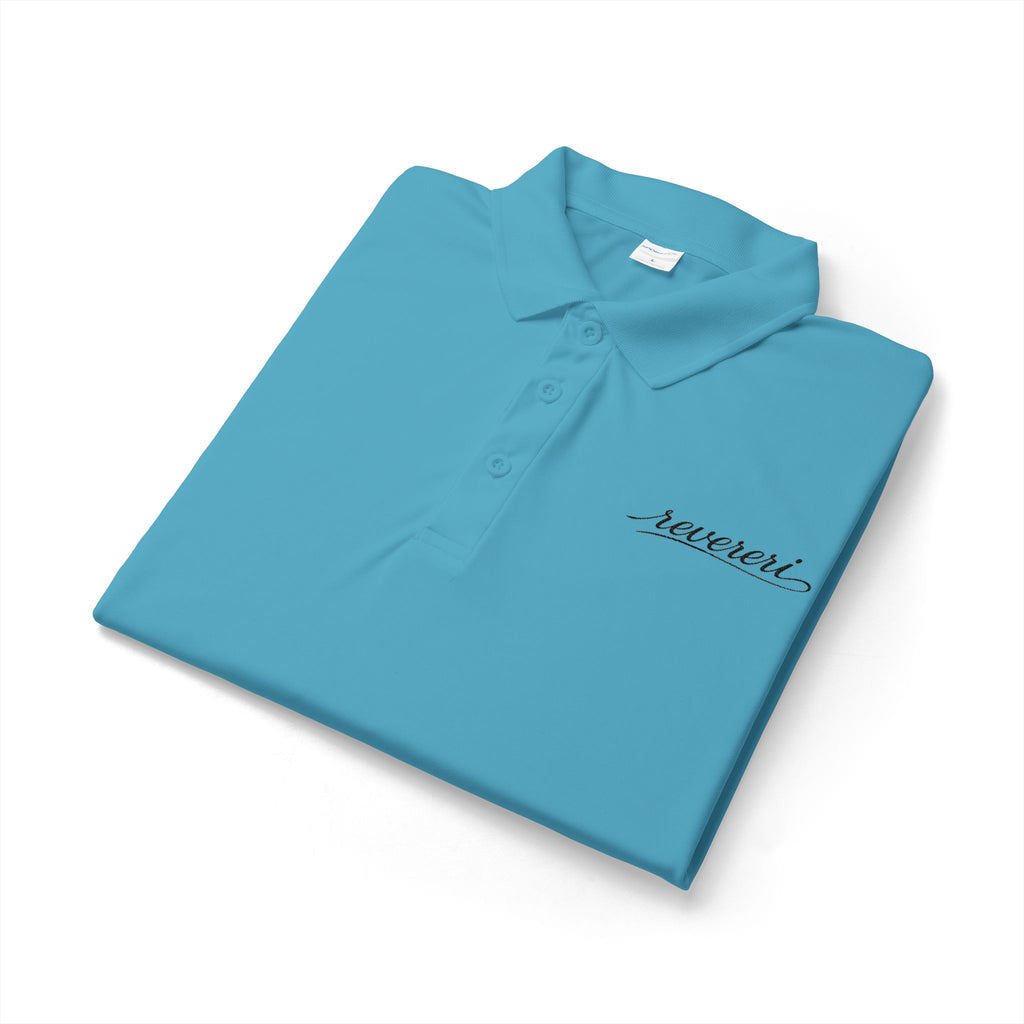 Black Font Embroidered Revereri Lightweight Sport Polo