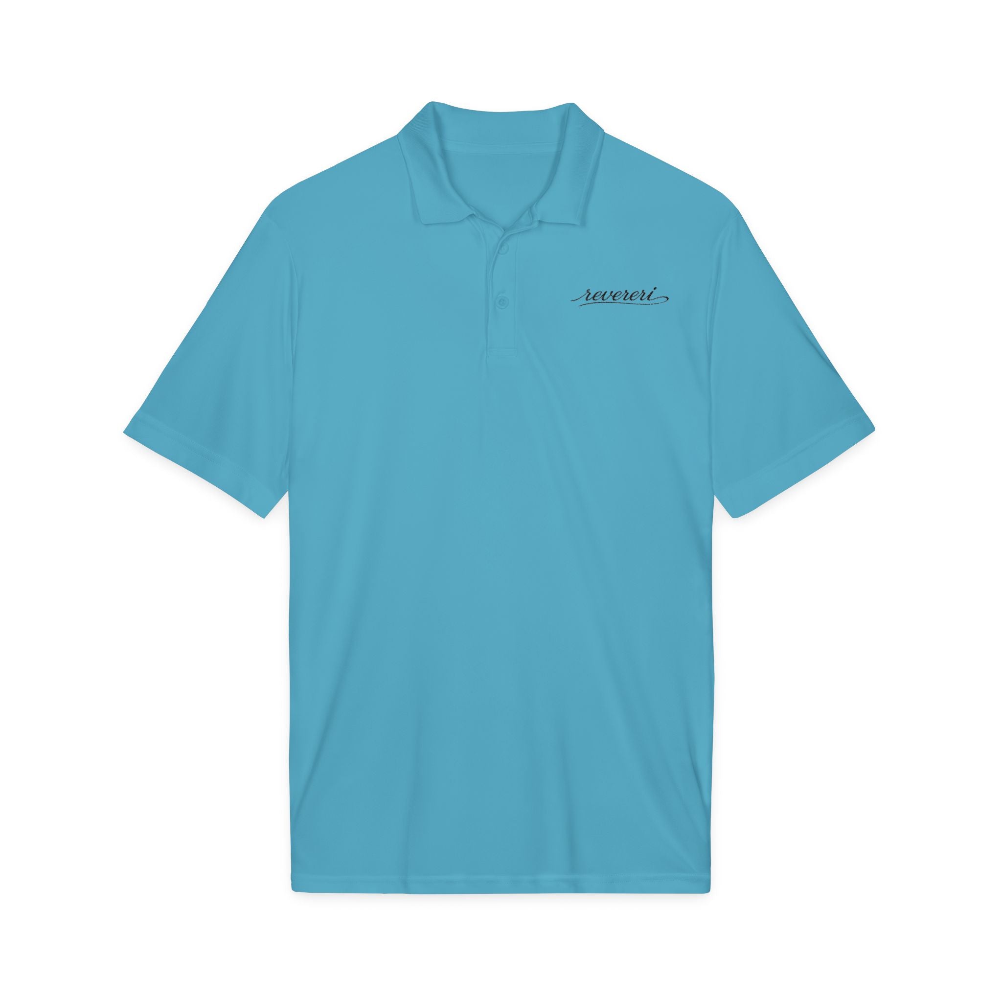 Black Font Embroidered Revereri Lightweight Sport Polo