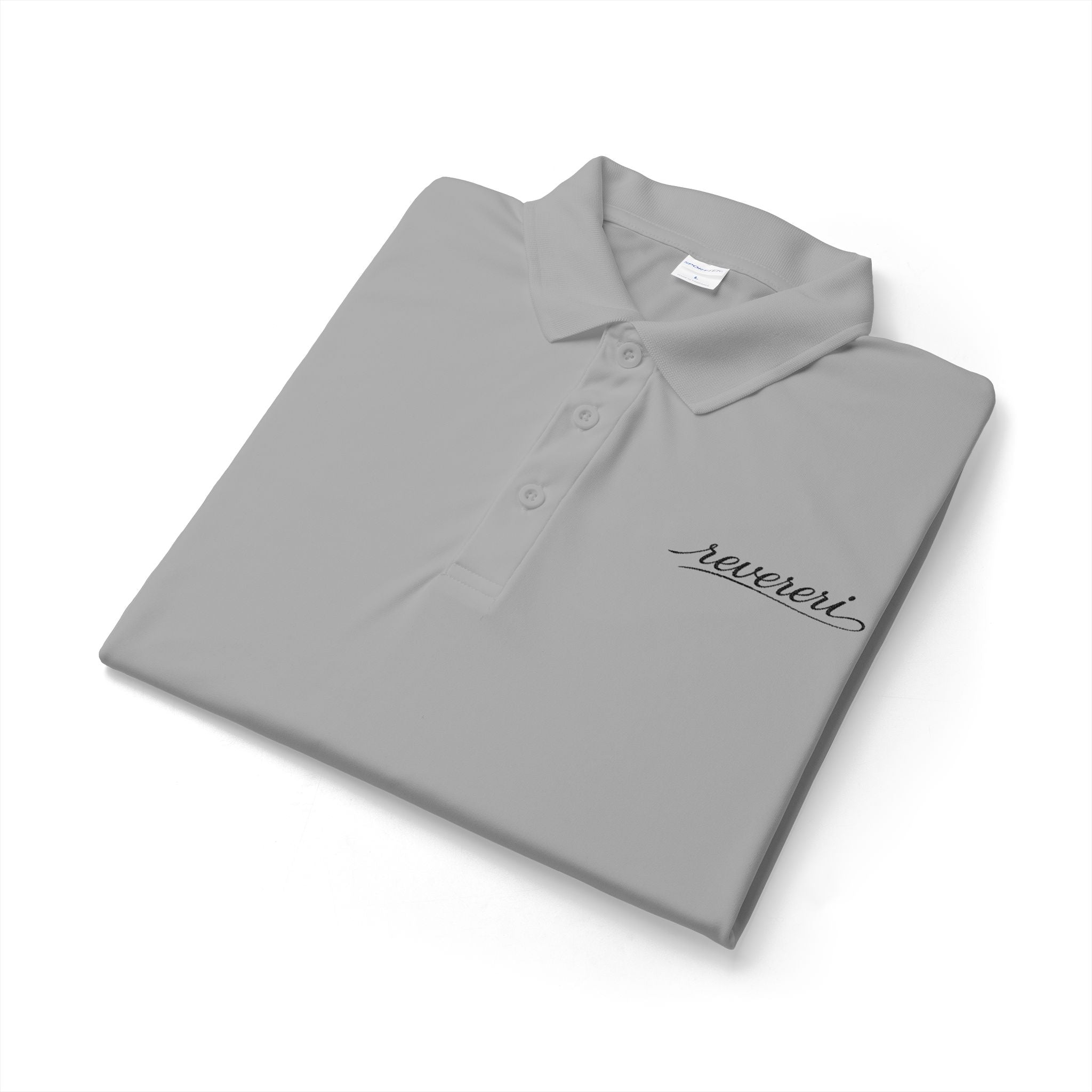 Black Font Embroidered Revereri Lightweight Sport Polo