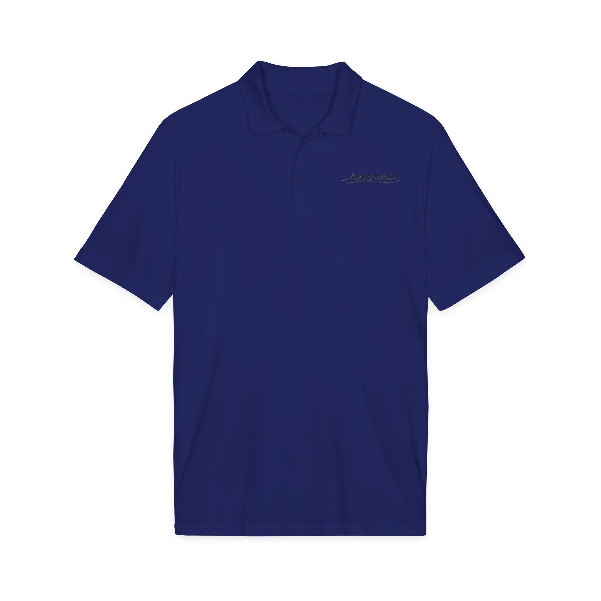 Black Font Embroidered Revereri Lightweight Sport Polo