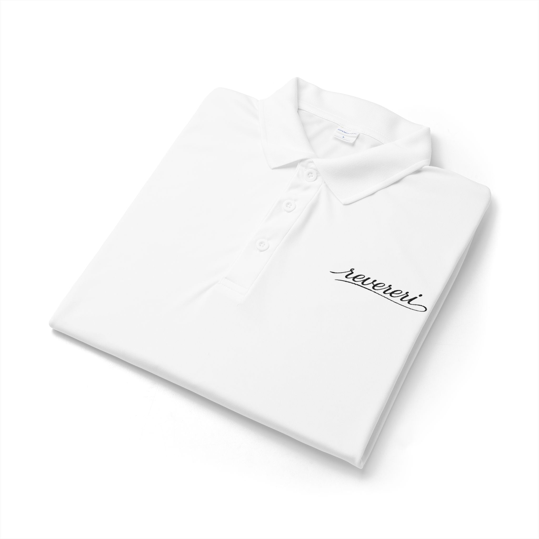 Black Font Embroidered Revereri Lightweight Sport Polo