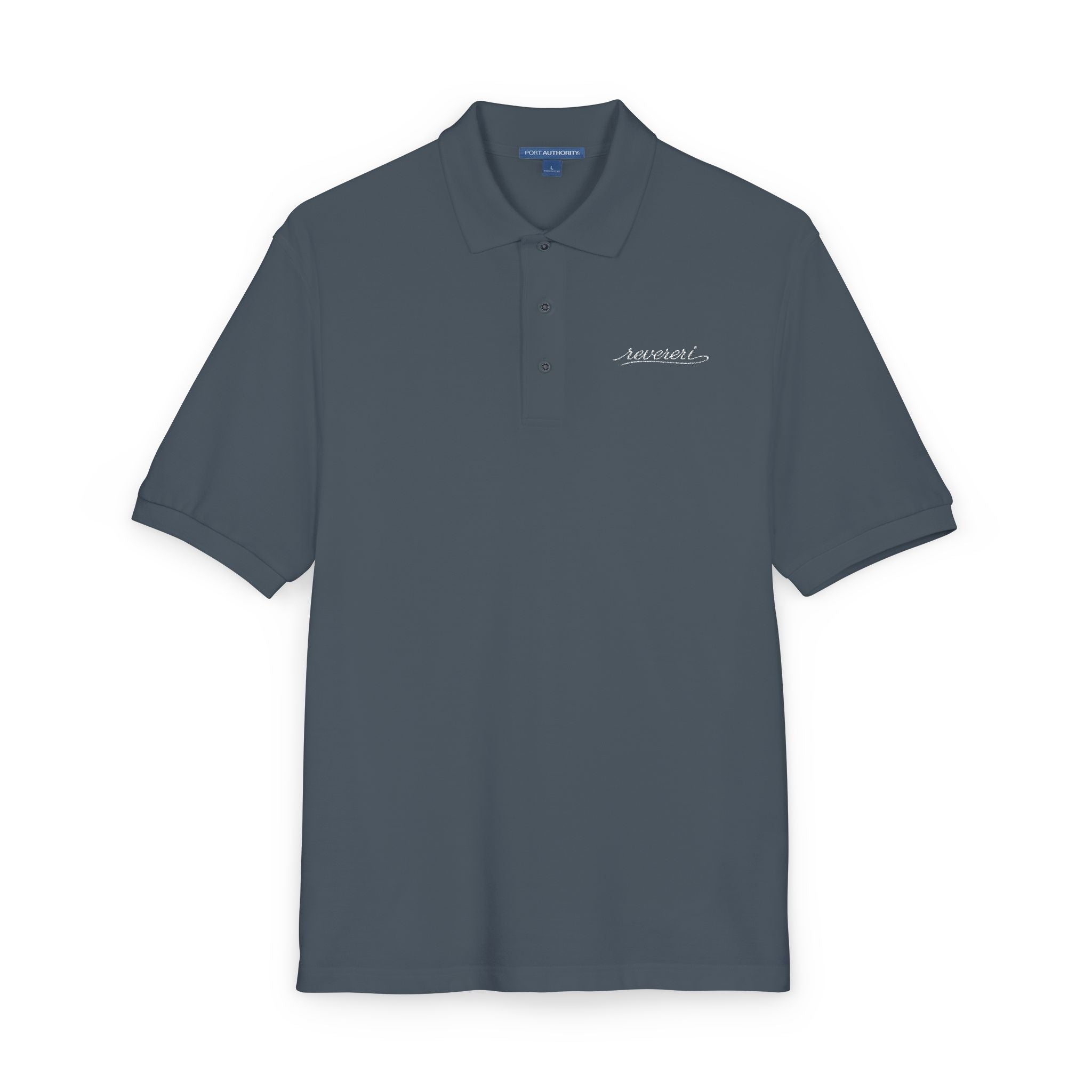 White Font Embroidered Revereri Lightweight Sport Polo
