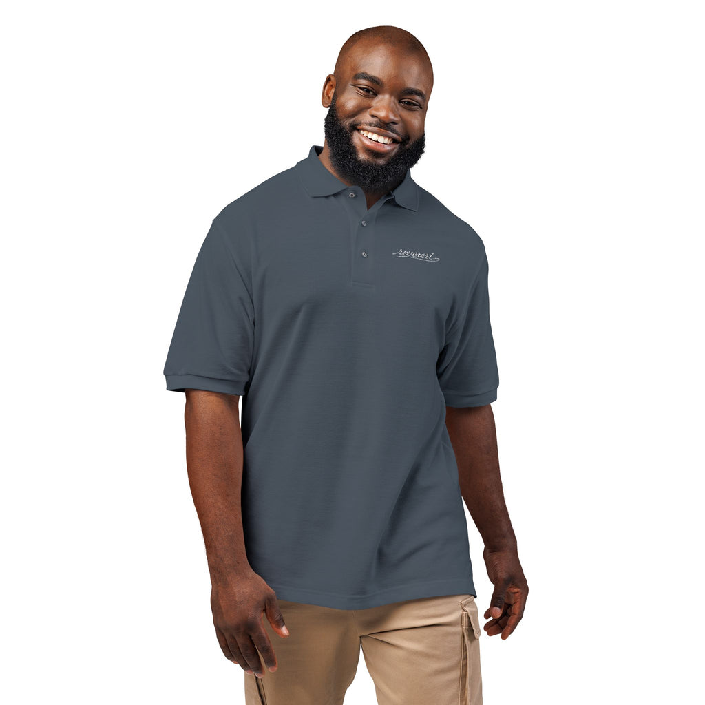 White Font Embroidered Revereri Lightweight Sport Polo
