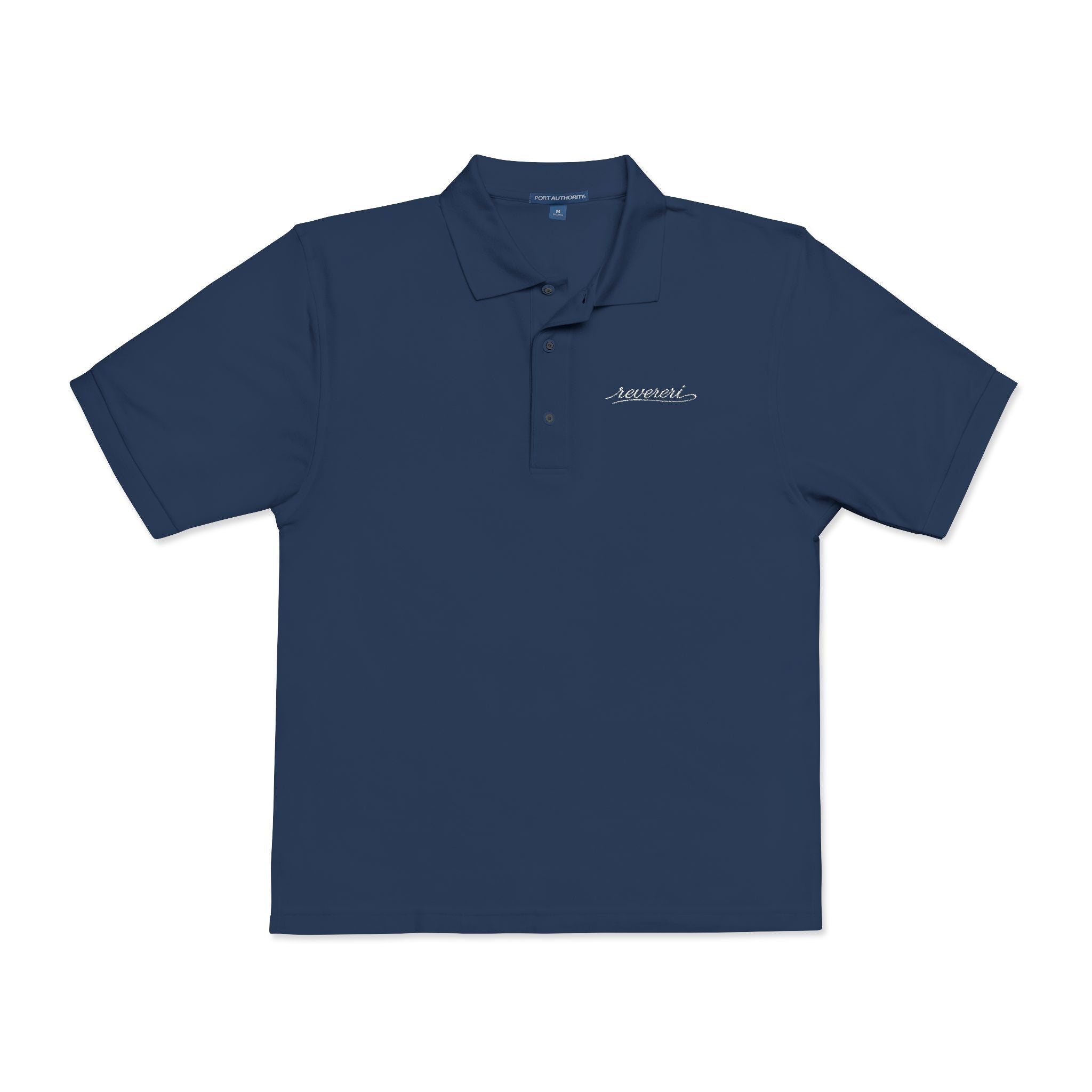 White Font Embroidered Revereri Lightweight Sport Polo