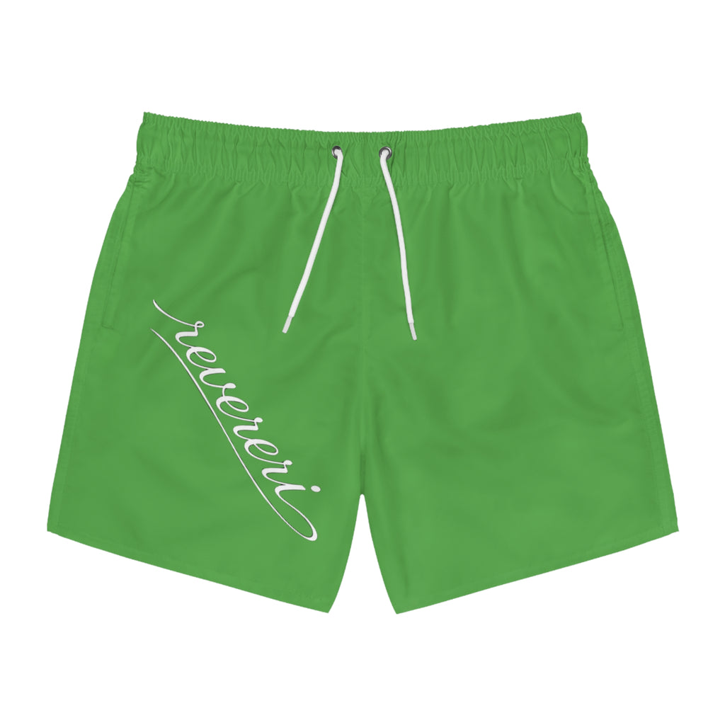 Green 'reverenci' Script Swim Trunks — Men's Beach & Pool Shorts