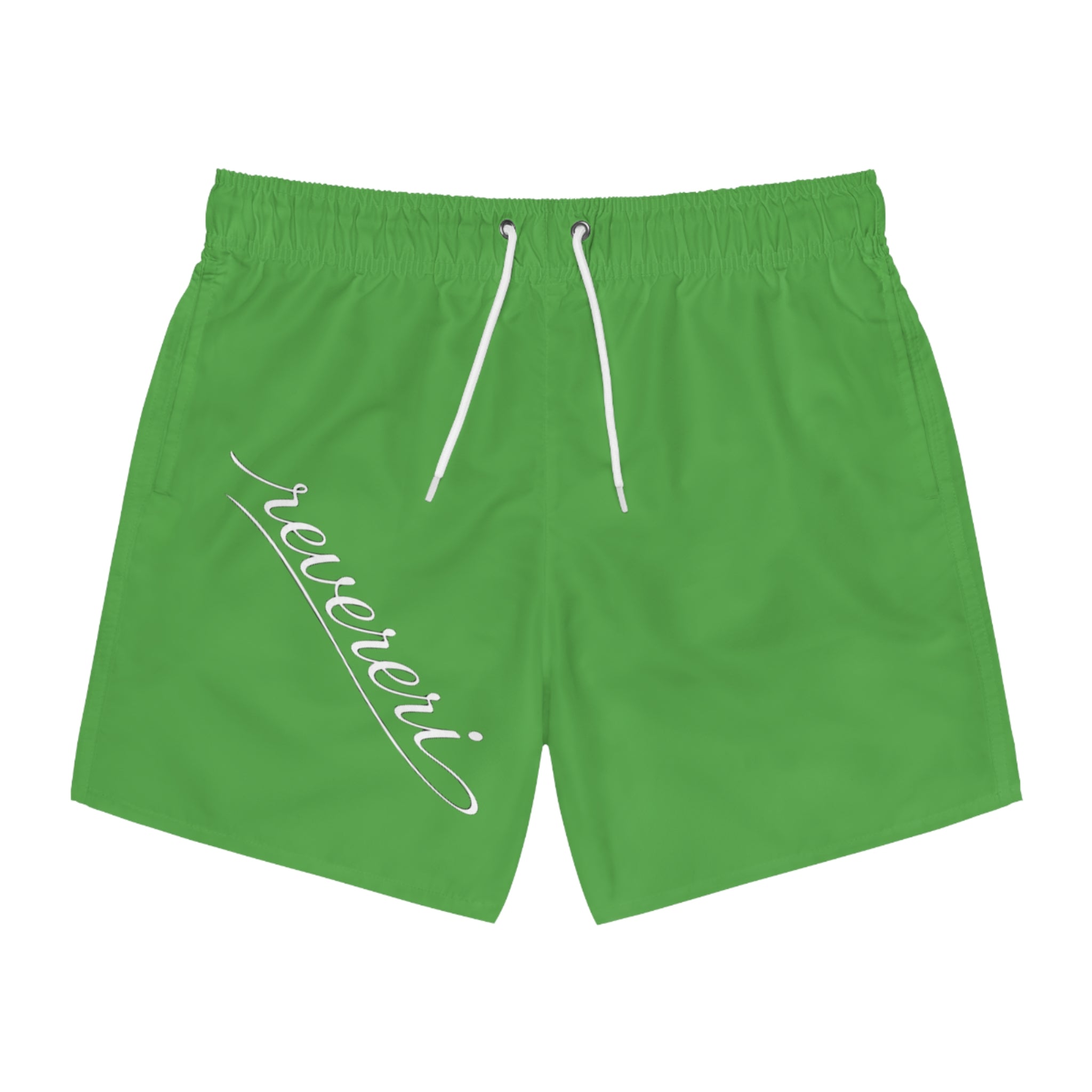 Green 'reverenci' Script Swim Trunks — Men's Beach & Pool Shorts