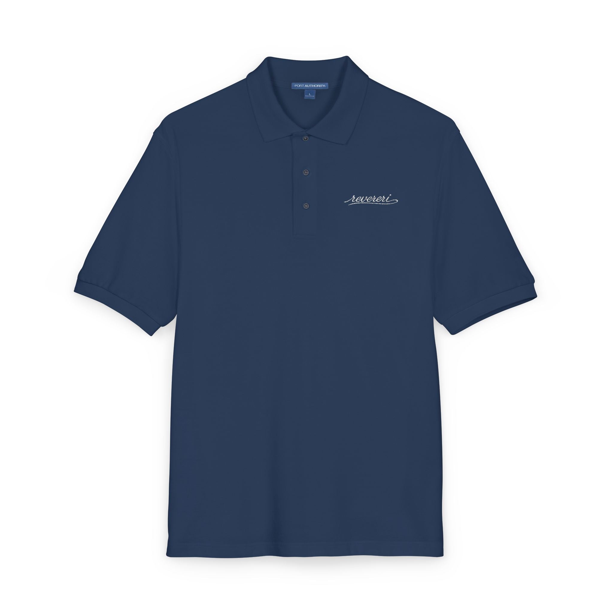White Font Embroidered Revereri Lightweight Sport Polo