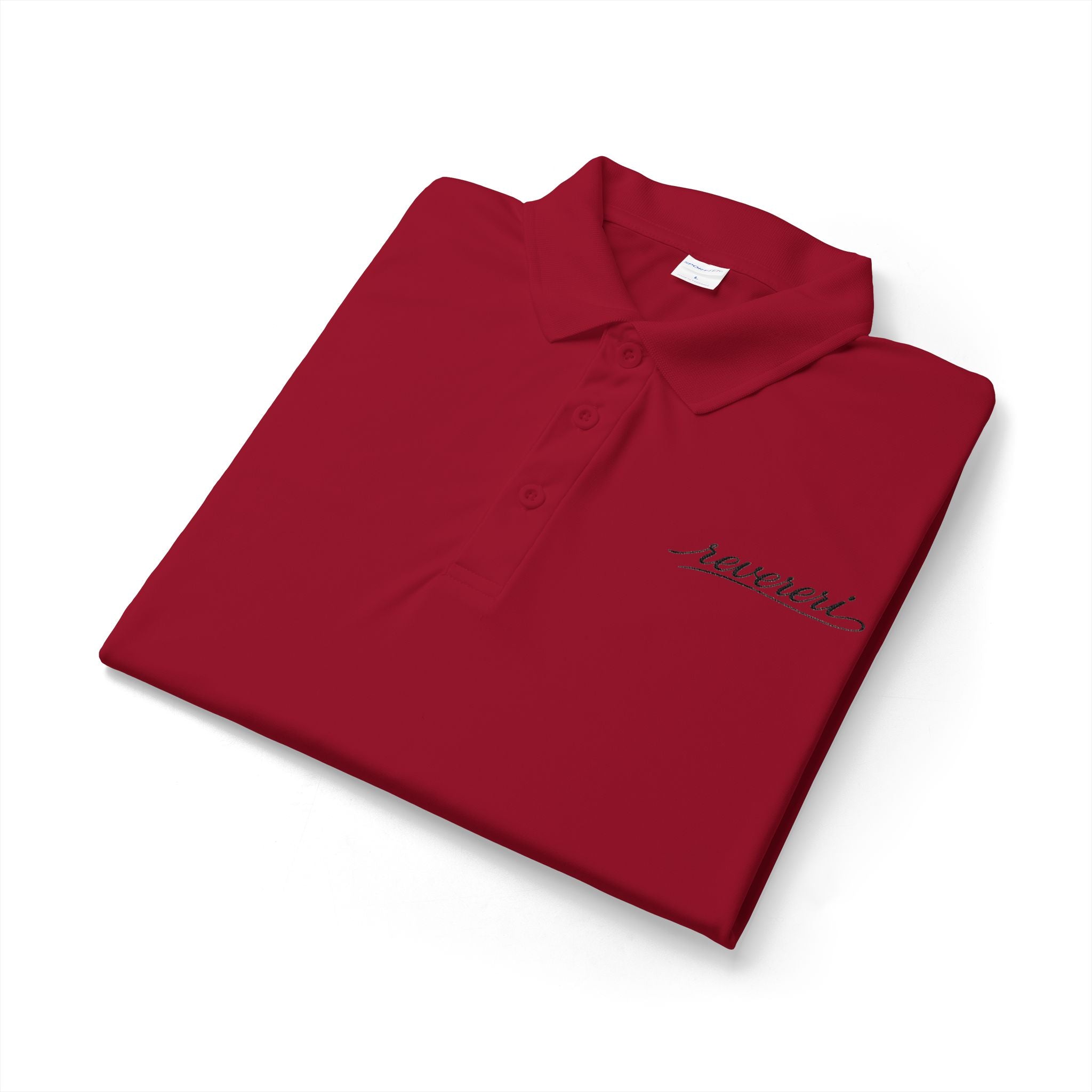 Black Font Embroidered Revereri Lightweight Sport Polo