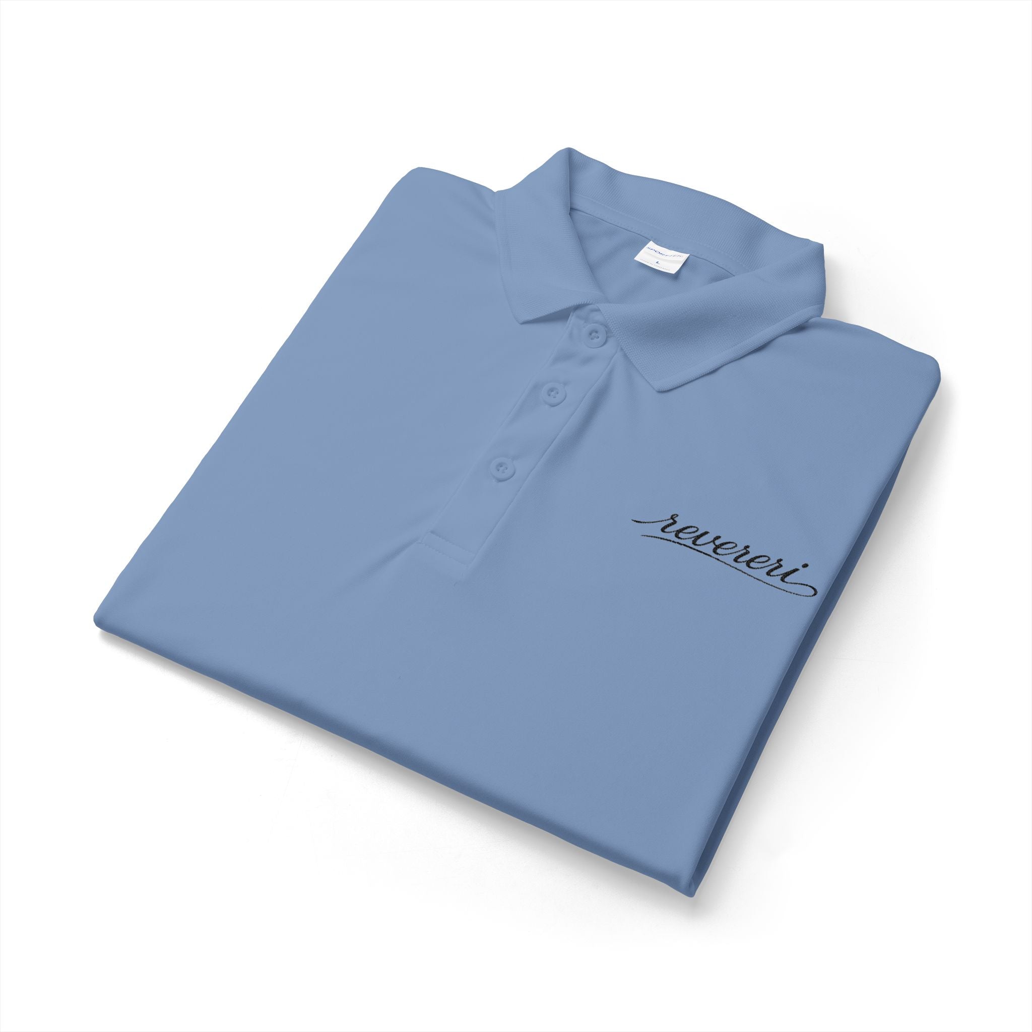 Black Font Embroidered Revereri Lightweight Sport Polo