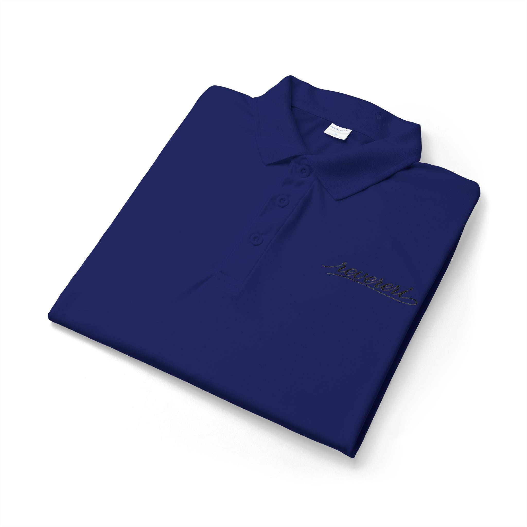 Black Font Embroidered Revereri Lightweight Sport Polo